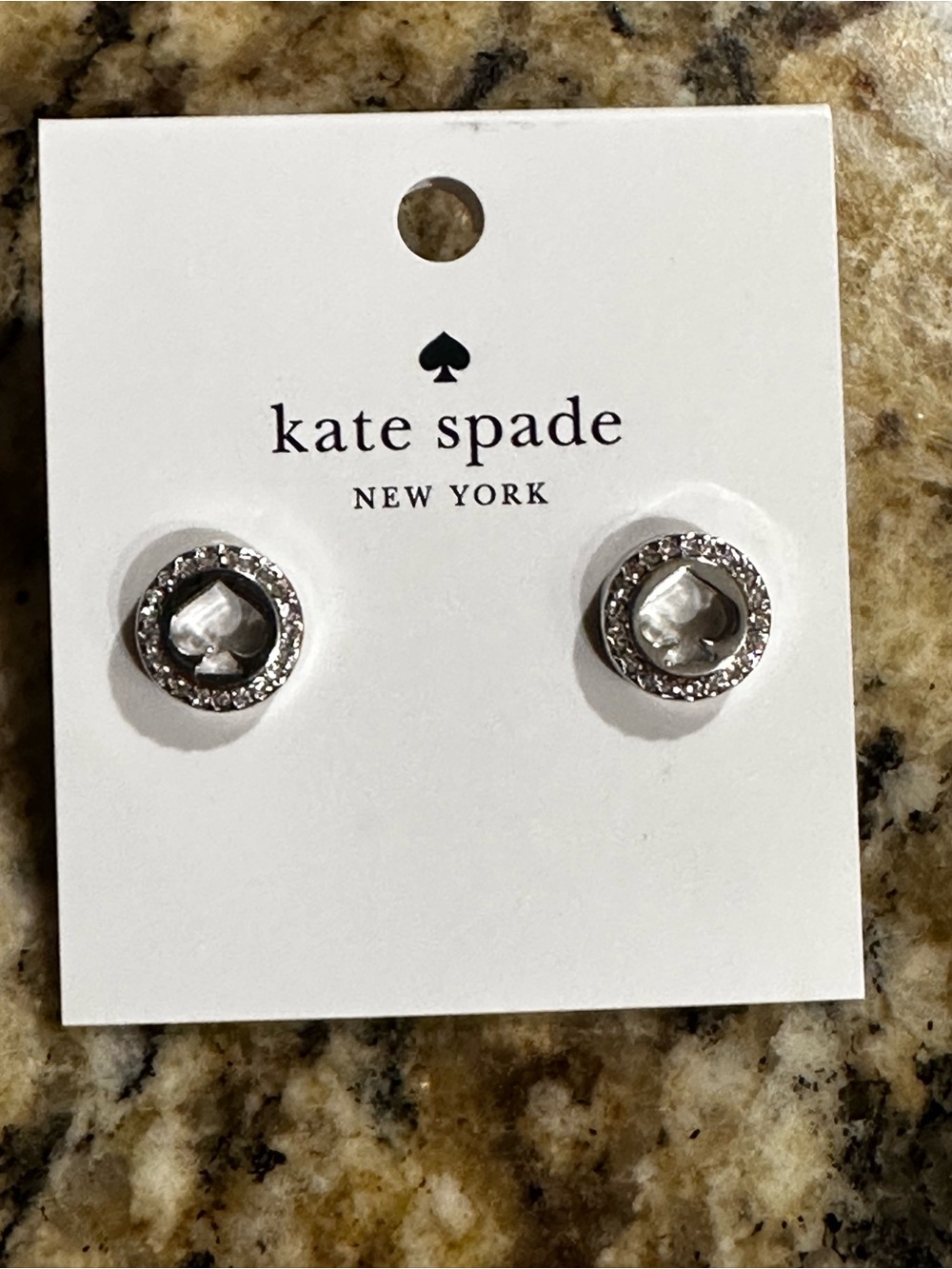 kate spade Clear & Silver Spot the Spade Stud Earrings